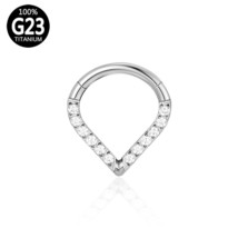 G23 Titanium Zircon Septum Hoop Heart Nose Ring Hinged Segment Nipple Ear Perfor - £14.10 GBP