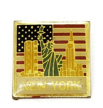 New York State Lapel NY Skyline Hat Pin USA Flag Statue Of Liberty Vintage - $18.38