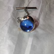 Men&#39;s vintage beautiful silver~blue jeweled pin - £17.40 GBP