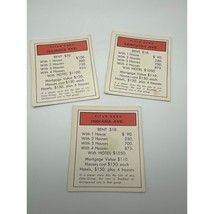 Vintage 1960s Monopoly Title Deed Cards Illinois Indiana and Kentucky - $9.89
