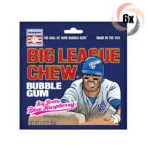 6x Packs | Big League Chew Blue Raspberry Bubble Gum | 2.12oz | Fast Shipping! - £13.86 GBP