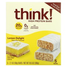 thinkThin High Protein Bars Lemon Delight - 5 Bars (one pack) - £23.97 GBP