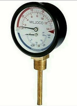 Miljoco  PB3008L04-2  3&quot; PressureTemperature Gauge 1/2&quot; NPT (PB3008L04-2-50) - $54.40