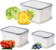 Pack of 3 Fruit Fresh Produce Protector, Grape Container for Fridge, Fru... - $21.58