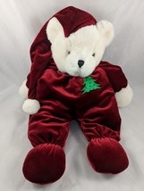 Dan Dee Christmas Bear 18 Inch White Burgandy Puffy Outfit Stuffed Animal Toy - $16.95