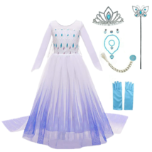Princess Snow Queen Costume Cosplay Party Dress With Accessories Set For... - £18.66 GBP+