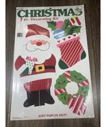 Vintage Eureka Christmas Holiday 7-pc Decorating Kit Punch Out Santa Wreath - $376.75 MXN