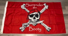 Surrender The Booty Red Pirate Indoor/Outdoor Flag Size 60&quot; x 34&quot; 100% N... - £10.89 GBP