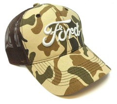 Camo Ford Logo Adjustable Curved Bill Mesh Trucker Snapback Hat Cap Camouflage - £13.33 GBP