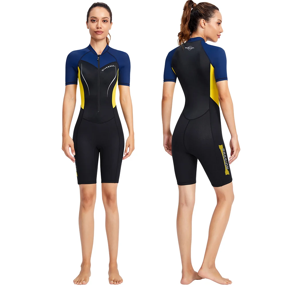 Sporting Women 1.5mm Neoprene Wetsuits Swimwears Diving Suits Short Sleeves Wome - £42.66 GBP