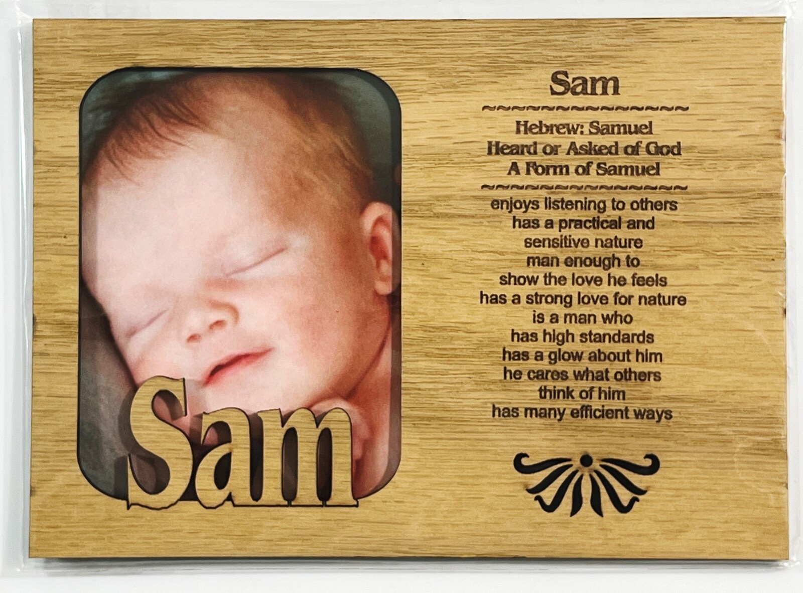 SAM Personalized Name Profile Laser Engraved Wood Picture Frame Magnet - $9.90