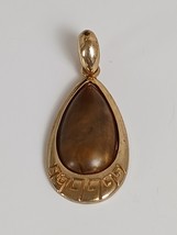 Vintage RMN Roman Goldtone Faceted Brown Stone Pendant 2&quot; - $252.48 MXN