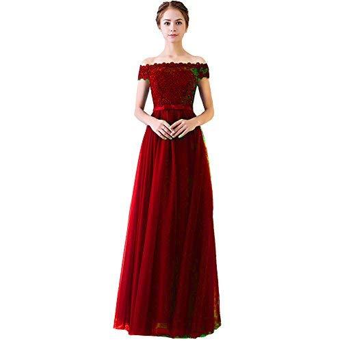 Beaded Lace Long Off The Shoulder Prom Dress Evening Gown Wine Red US 2