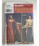Simplicity Renaissance Costume 9246 Size PP 12-18, 2001 New Uncut - $12.99