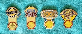 SUPER BOWL - NFL - SHELL OIL COMPANY PINS - 4 PIN SET - NFL FOOTBALL - R... - £54.23 GBP