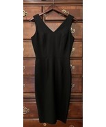 LALALDI VINTAGE WOOL DRESS sleeveless sheath size 4 black classic v-neck... - $49.47