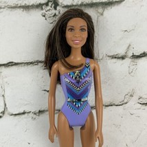 Water Play Nikki Barbie Doll 2014 Purple Swimsuit Native Design Brown Hair Nude - £9.30 GBP
