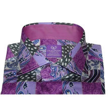Men Shirt JValintin Turkey-Usa 100% Egyptian Cotton High Collar 1206-4 Purple image 9