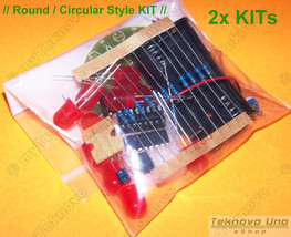 2x ROUND JUMBO RED LED Follower Scroller Chaser DIY KIT NE555 CD4017 - USA - £8.76 GBP
