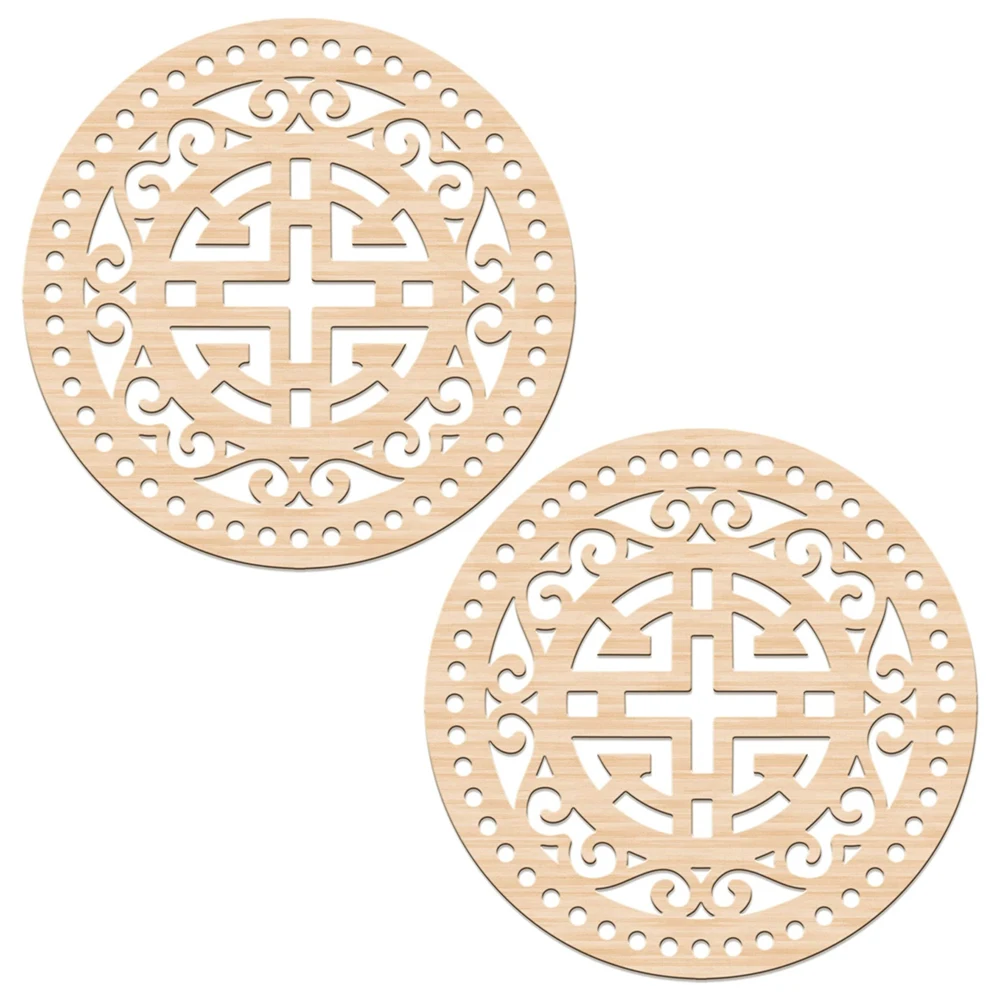 2Pcs DIY Natural Wooden Basket Bottoms Hollow Crochet Wood Base for -No7 - $8.20