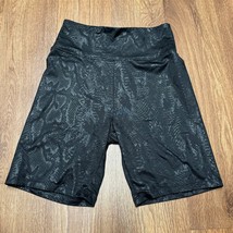 American Eagle Womens Solid Black Snack Print 7&quot; Biker Shorts Yoga Size Small - £20.56 GBP