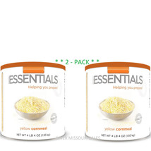 2 Pack Essentials Yellow Cornmeal 4lbs 4oz #10 Cans Emergency Long Term 30 Year  - £42.73 GBP