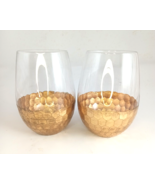 2 Fitz and Floyd Daphne Gold Stemless Wine Glasses Tumblers - £14.31 GBP