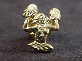 Vintage Cheer Leader Spirit Figure with Pom Poms Pin Back Gold Tone Meta... - £7.90 GBP