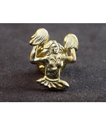 Vintage Cheer Leader Spirit Figure with Pom Poms Pin Back Gold Tone Meta... - $13.46 CAD