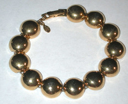 Vintage Gold-tone ball Bracelet Signed PD crown mark - $10.00