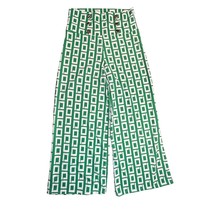 Vamp Pants Womens XL Green White Vintage High Rise Geometric Wide Leg Tr... - $49.99