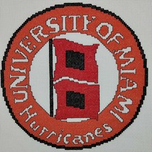 Miami Hurricanes Logo Handmade Embroidered Finished Football Baseball Un... - £11.33 GBP