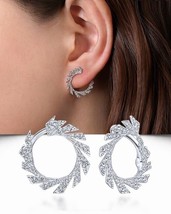 4.5 Ct Round D/VVS1 Diamond Stud Dangle Earrings 14K White Gold Fn Screw Back - £132.41 GBP