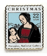 1986 USPS Christmas Stamp Pin 22¢ Perugino Virgin &amp; Child The March Co T... - $184.28 MXN