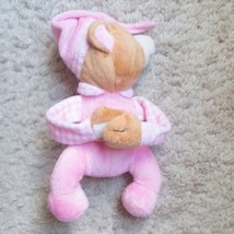 Hanging Crib Plush Teddy Bear Pink Pajamas Nightcap Snuggly - $148.66 MXN