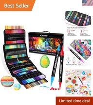 120 Colors Acrylic Paint Markers, Dual Tip Fine and Brush Tips Pens Cont... - $83.65