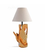 West African Style Hand Carved Teak Wood Wildlife Woodpecker Table Lamp - $349.00