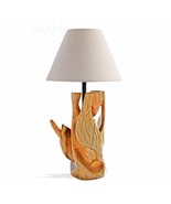 West African Style Hand Carved Teak Wood Wildlife Woodpecker Table Lamp - £272.59 GBP