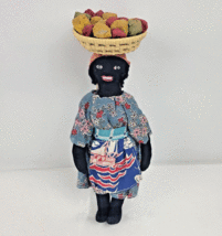 Vintage Jamaican Woman Cloth Doll Fruit Basket Hat Handmade Jointed Caribbean 11 - £13.22 GBP