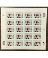 Rose and Love Letter Sheet of 20 Stamps - 57 Cent Postage Stamps Scott 3551 - $39.95