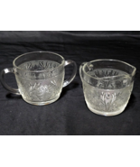 Vintage ANCHOR HOCKING Creamer &amp; Sugar Bowl SANDWICH CLEAR - Matched Set... - $18.01 CAD