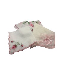 Lot of 4 Pink Floral Hankies Handkerchiefs - £15.45 GBP