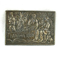 Vintage 1970s Panama Red Belt Buckle Metal Tobacco Advertising Western Harvest - £15.93 GBP