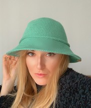 Green hat acrylic thread basket hat, crochet hat knitted basket, hat unisex, ove - £78.66 GBP