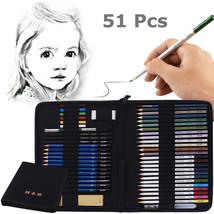 51pcs Professional Drawing Artist Kit Set Pencils and Sketch Charcoal Ar... - $37.99