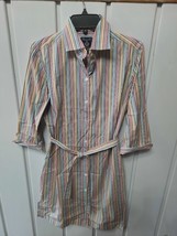 Faconnable Women’s Stripe Shirtdress 3/4 Sleeve Button-Front Belt Sz 10 - £24.50 GBP