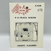 Vtg Airkit Cockpit Placard for P-61 Black Widow Cockpit 1/72 Scale C.038... - $9.89