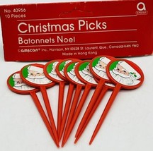 Amscan Vintage Christmas Santa Plastic Cup Cake Picks Lot of 9 Never Used - £7.31 GBP