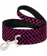 Checker Weathered Black &amp; Neon Pink Dog Leash by Buckle-Down - £15.69 GBP