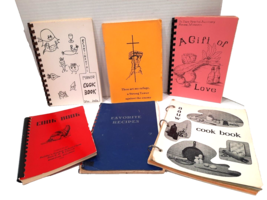 Lot of 6 VTG Wisconsin Church Community Spiral Cookbooks 50s to 80s Recipes MCM - £20.12 GBP